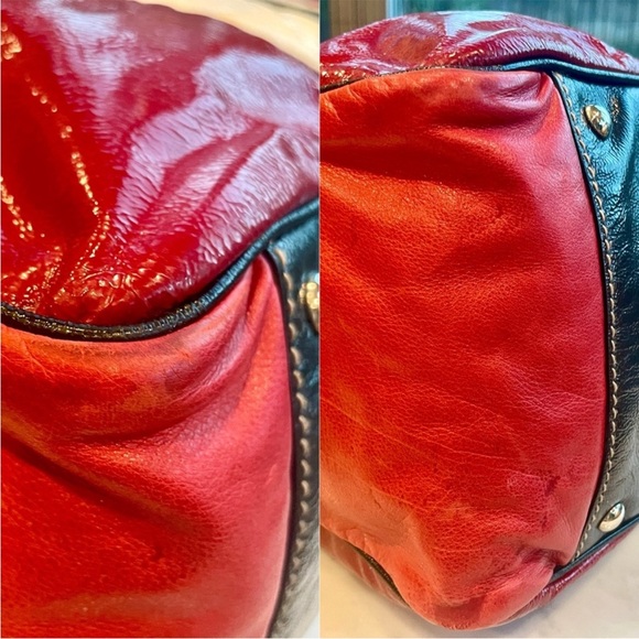 Gucci Snow Glam Leather Boston Bag, vintage 90s, red/black/white, EUC - Picture 7 of 16